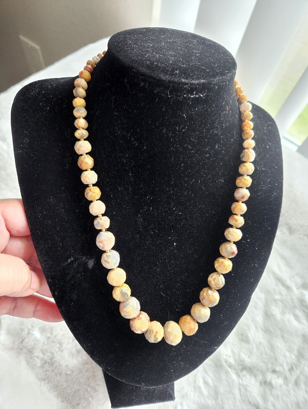 925 Fas Silver Handcrafted Yellow-Beige Jasper Bead Necklace